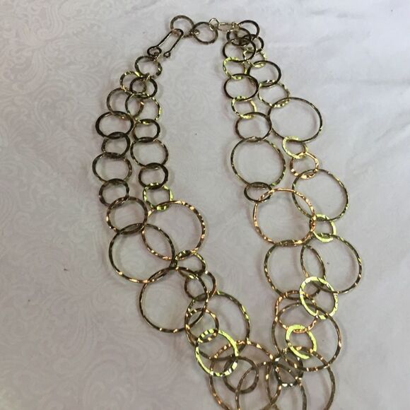 Goldtone Hammered Texture Hoop Necklace - Picture 1 of 5